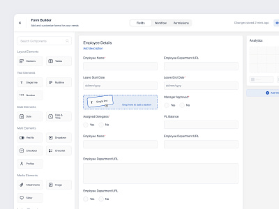 Form Builder builder clean components design design system drag and drop form form field input navigation product design search styleguide tab web website widgets