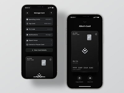 Manage Card - Discovery Bank Concept - B&W ◑ app bank banking concept credit card design finance ios south africa ui