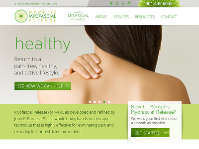 Memphis MFR clean clinic green health healthy homepage massage medical site web website