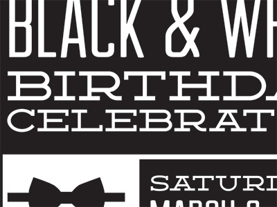 Party Invite birthday black black white bowtie invitation party white