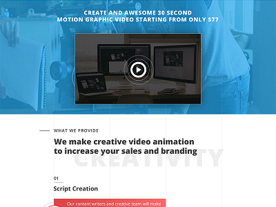 Motion Graphics Web Page Ui Design (FREE PSD) animation design graphics motion graphics package ui ux video web page