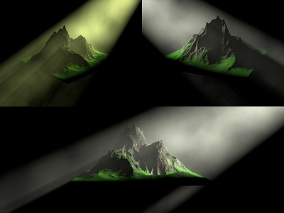 Volumetric Light 3D With Mountains