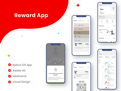 Reward App app branding information architecture journey mapt taskflow user interface ux wireframe