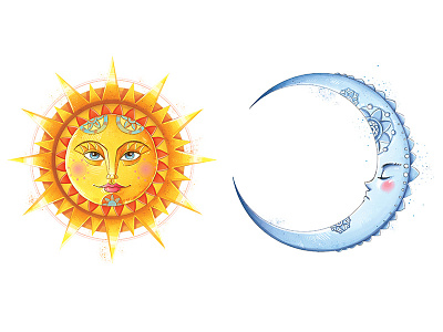 Sun And Moon drawing illustration moon photoshop sun