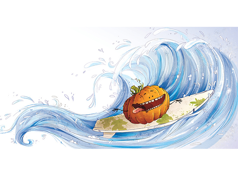 Surfing pumpkin by Marina Veselinovic on Dribbble