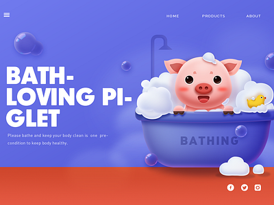 Bath- Loving piglet
