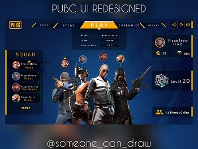PUBG UI Redesigned battle royale csgo dashboard fortnite game ui gamer playerunknowns battlegrounds pubg steam twitch ui redesign