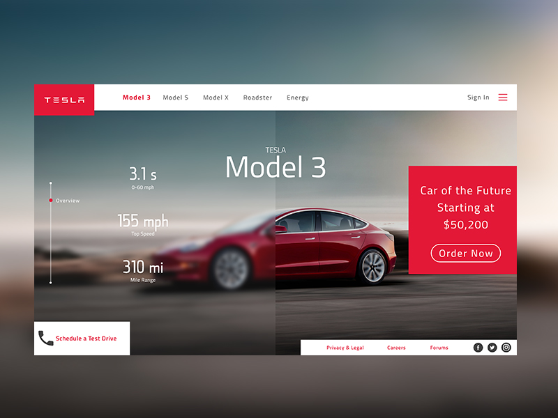 Tesla Web UI by Siddhant on Dribbble