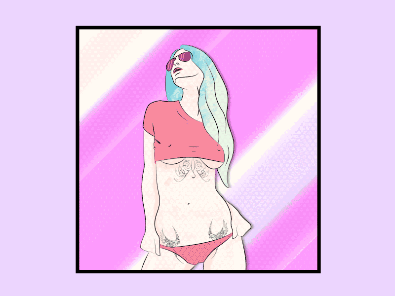 Summer Girl wip animation girl perkie pink vector