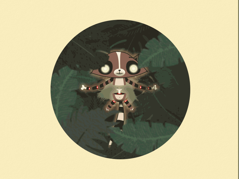 Meditate animation breathe illustration jungle meditate raccoon