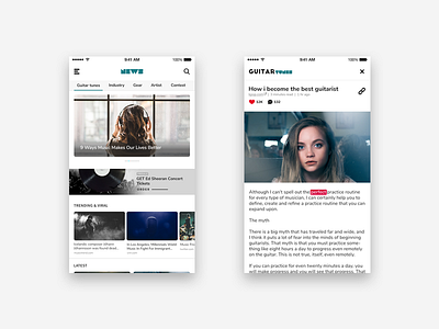 Guitar Tunes app app clean news ui