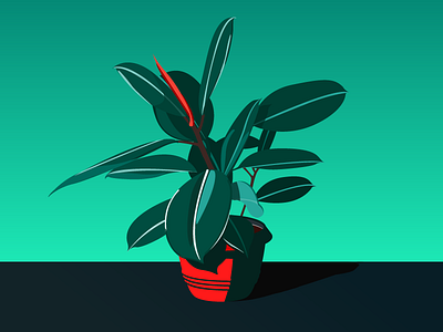 Rubber Plant art artwork design digital drawing graphic design green illustration illustrator inspiration plant red