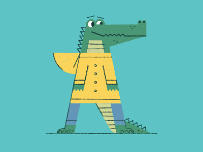 Animal Apparel Alphabet - A is for Alligator (in an Anorak). alligator alphabet animal anorak character crocodile illustration procreate retro