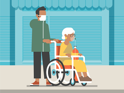 Political and Economic Impact of COVID-19 character character design covid 19 economics economy face mask flat illustration oxygen shop vector wheel chair