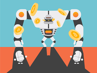 Digital Economy ai bitcoin bots character character design data digital digital economy economics economy flat illustration internet it robot robots tech technology vector