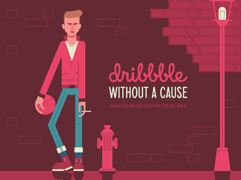 Dribbble Without a Cause motion design james dean first shot character design spin rebel illustration gif flat 50s debut bounce