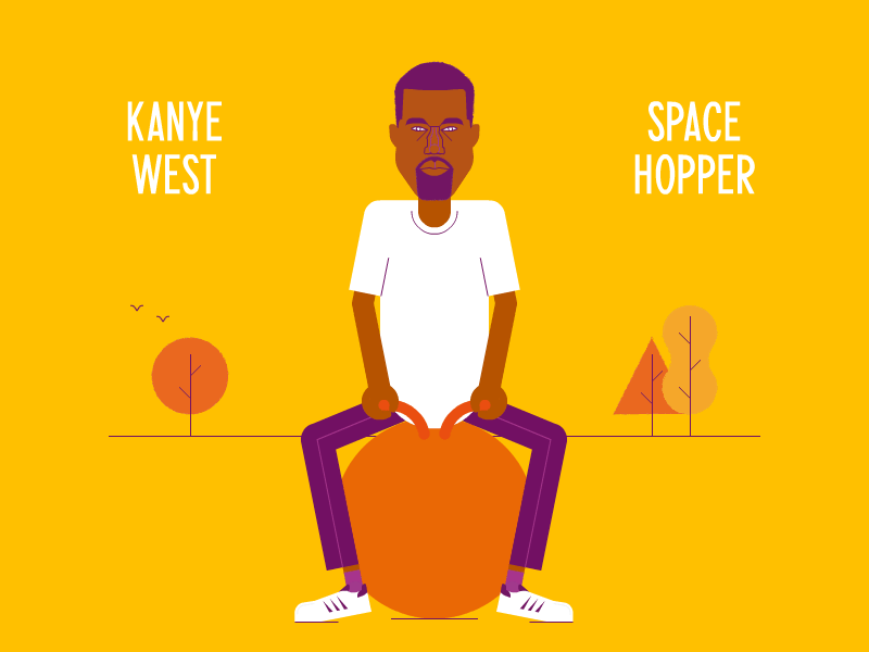 Space Hiphopper adidas animated gif animation character character design hip hop illustration kanye kanye west motion design space hopper yeezy