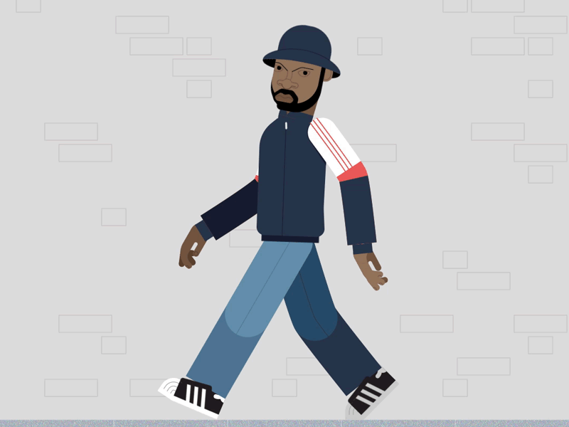 Jam Master Jay adidas animated gif animation character character design hip hop illustration motion design old school rap run dmc walk cycle