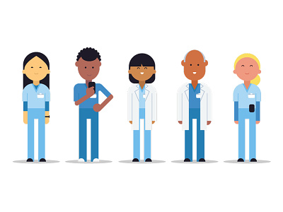 Scrubs avatar character character design doctors flat greys anatomy illustration medical multicultural nurses scrubs vector