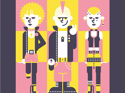 70s Punks 70s character character design dr martens fashion mohican punk punks seventies sex pistols street style subculture