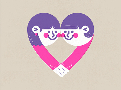 Je T'Aime character character design couple heart love lovers print retro riso valentine vector vintage