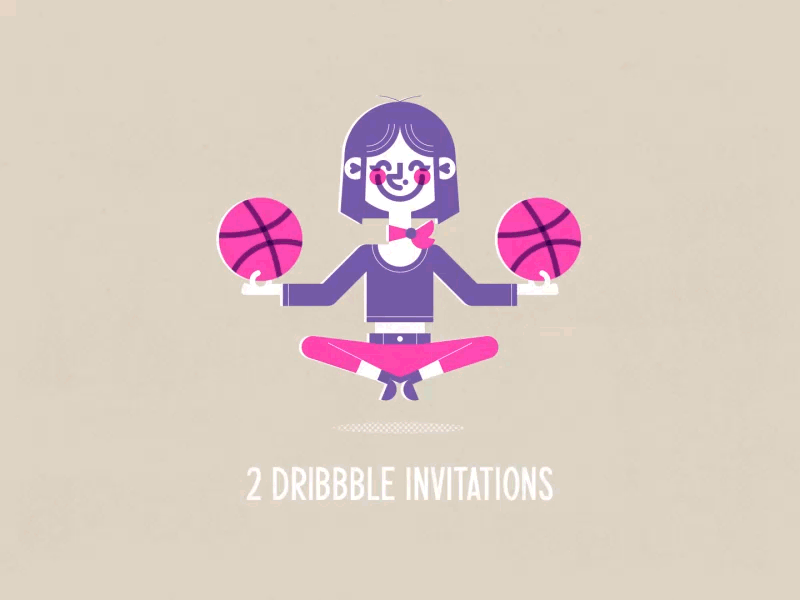 2 Invitations! character draft dribbble invitation invitations invite invites join meditation motion retro risograph