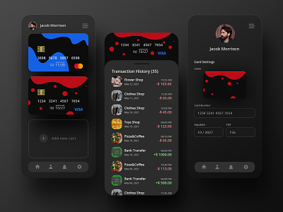 Wallet App. Design Concept app appdesign darkmode darktheme ui uikit uiset uiux ux walletapp