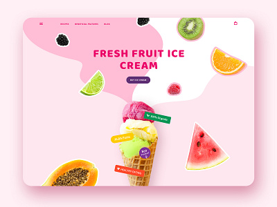 Fresh Fruit Ice Cream delivery food design food product design ui uiux ux web design