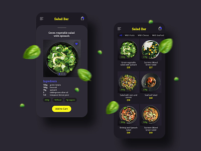 Salad Bar. Design Concept. darkmode darktheme delivery food ecommerse food delivery ui uidarkmode uiset uiux ux