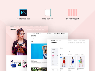Hydrus. PSD Template ecommerse envato hydrus opencart psd theme themeforest ui ux web