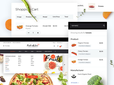 Food UI ecommerse opencart template theme ui uicomposition ux