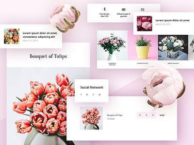 Flowers Theme. Set of Elements ecommerse envato extension icons iconset module opencart shopify template theme themeforest ui uicomposition ux