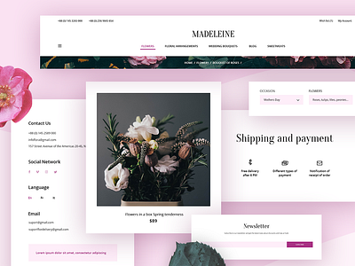 Madeleine. Flowers Shop ecommerse envato opencart template theme themeforest ui uicomposition ux