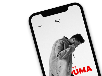 Homescreen app e commerce full screen imagery gestures interaction concepts interface concept puma sports wear the weeknd ui