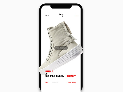 Product Detailpages app e commerce full screen imagery gestures iconless interaction concepts interface concept product detail page puma sports wear the weeknd ui