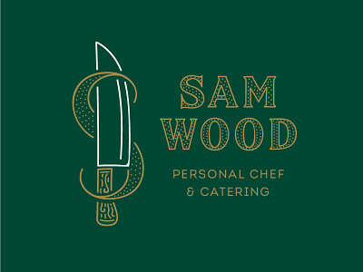 Sam Wood Personal Chef Branding branding catering chef green bay packers illustration knife line logo personal chef s