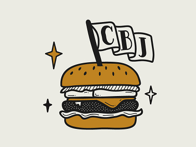 Let your burger flag fly burger cheese burger flag hamburger illustration line stars