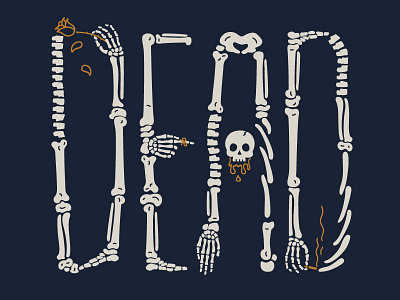 DEAD bones dead illustration line rose satan skeleton skull smoke