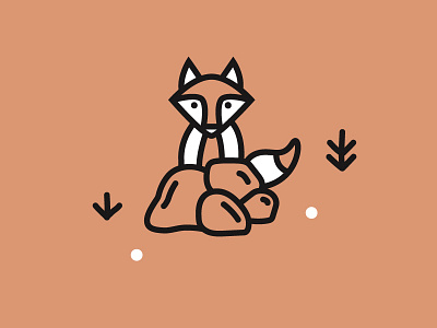 Fox animal forest fox hide illustration line minimal rocks simple