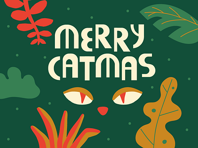 Merry Catmas Card card cats christmas christmas tree design eyes holiday illustration leaf vector