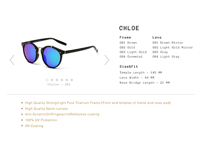 Product View desktop ecommerce glasses item productview sunglasses website