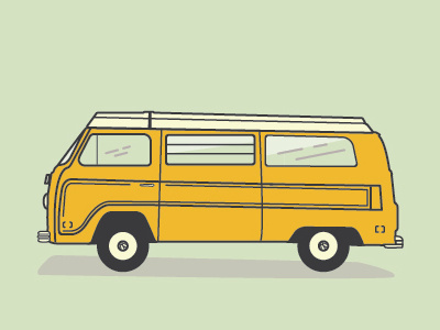 Yellow Volkswagen Bus car icon illustration van vector