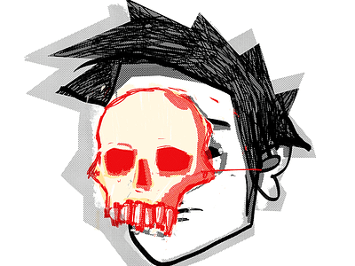 Masked halftone illustration skull