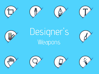 Designer's Weapons flat illustration photoshop weapons webkul