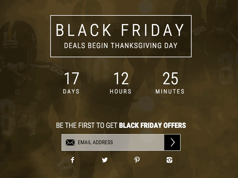 Steelers Black Friday Landing Page Animation