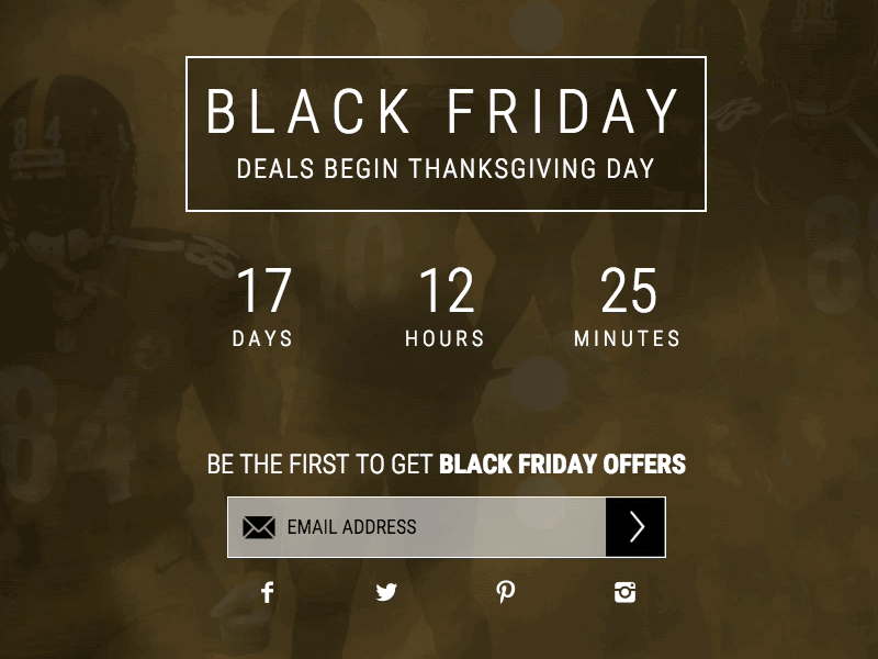 Steelers Black Friday Landing Page Animation by Dan Larson on Dribbble