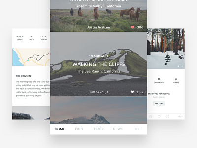 Wander app design flat interface iphone journal minimal photography type typography ui ux