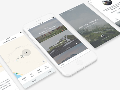 Wander app design flat interface iphone journal minimal photography type typography ui ux