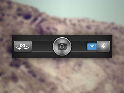 Camera Buttons blue button camera dark flash flip gui iphone metal mobile mountains off on picture ui