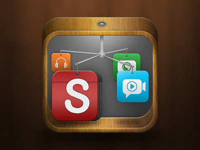 Icon Design app blue box green icon iphone launch icon light mobile orange red spinning wood